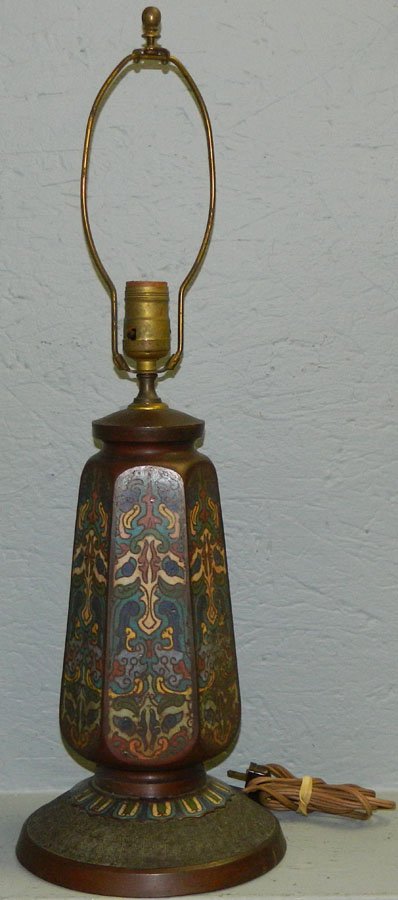 19th Century champleve lamp. 25" tall.: 19th Century champleve lamp. 25" tall.