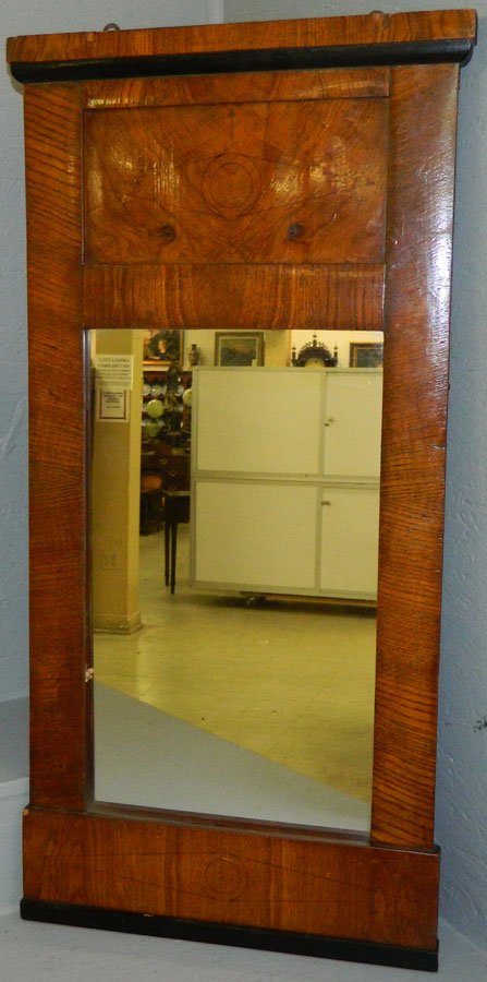 Inlaid French Biedermeier mirror. 17 1/4" x 36".: Inlaid French Biedermeier mirror. 17 1/4" x 36".
