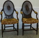 Rare pair of Adam's style Adelphi arm chairs.