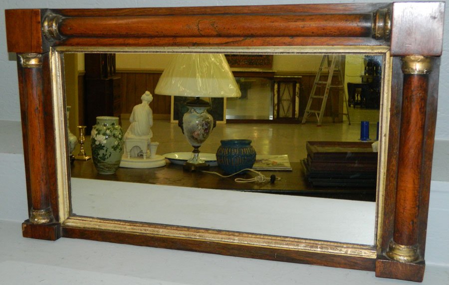 Walnut Biedermeier mirror. 17" x 29".: Walnut Biedermeier mirror. 17" x 29".