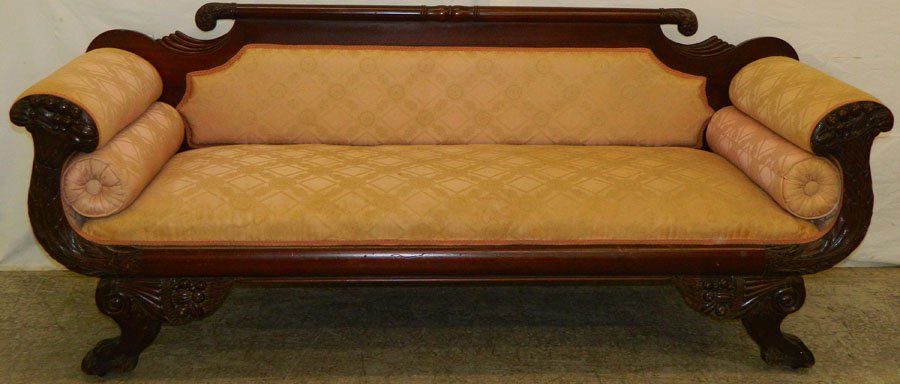 Empire Mahog Claw Foot Cornucopia Arm Couch: Empire Mahogany Claw Foot Cornucopia Arm Couch 84 1/3"