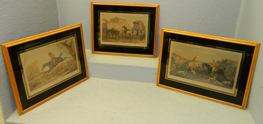 (3) 19th c colored engravings by Carle Vernet.: Three (3) 19th century colored engravings by Carle Vernet. 18 1/2 x 25