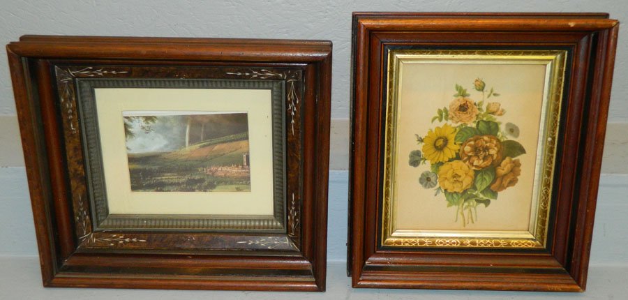 (2) Walnut shadow box framed prints (1 of 2)