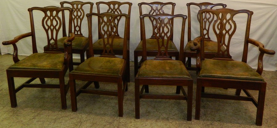 Set of (8) mahog. pierced back period chairs. (1 of 2)