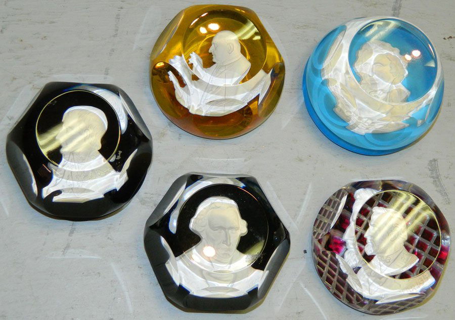 (5) signed Baccarat paperweights. (1 of 1)