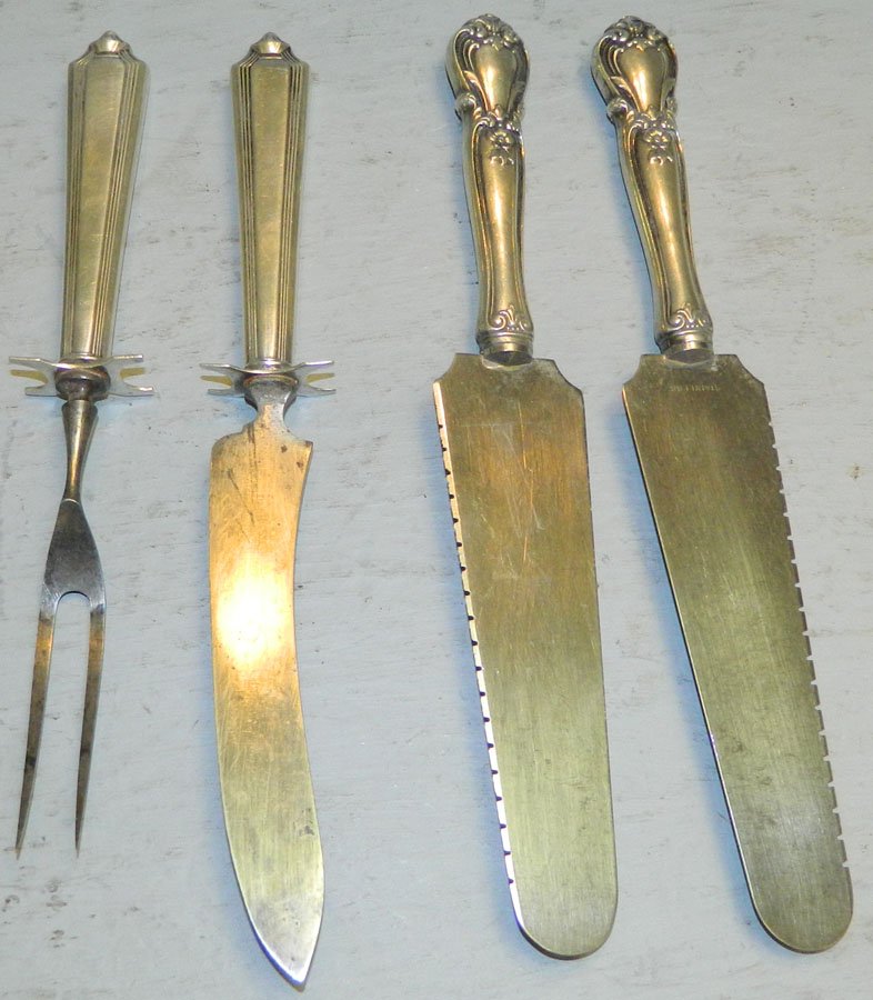 Sterl hand. carving set,bread knife, cake knife. (1 of 1)