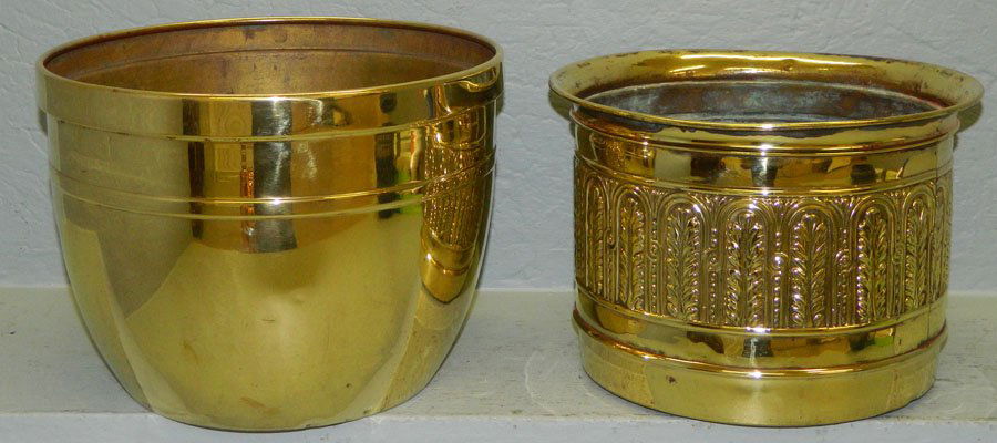 2 polished brass jardinieres. (1 of 2)