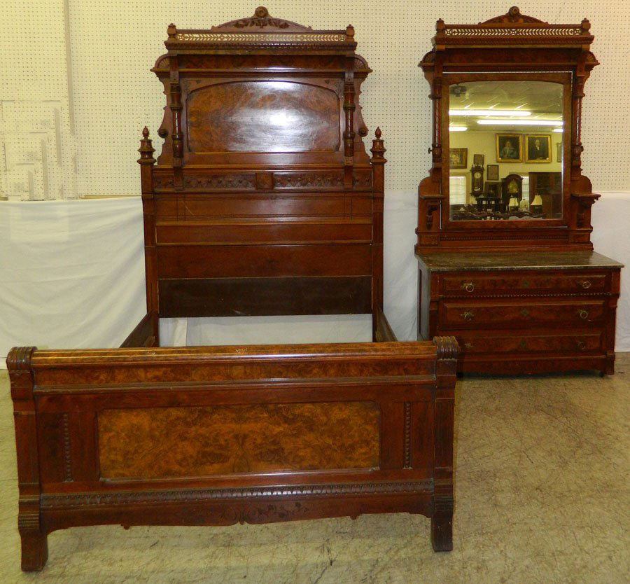 Vict. East Lake 2 pc.BR suite w/ burl wal. Panels (1 of 3)