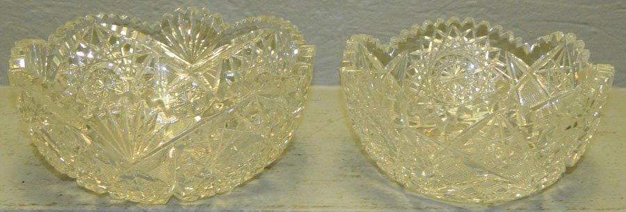 2 cut glass bowls. 7" and 8" dia.: 2 cut glass bowls. 7" and 8" dia.