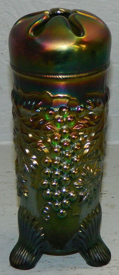 Purple Grape & cable Carnival glass hatpin holder (1 of 2)