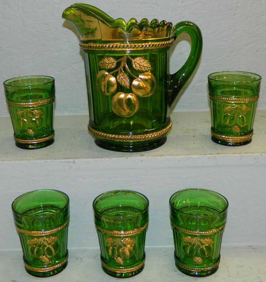 Northwood pch & cable Carnival glass pitcher set (1 of 1)