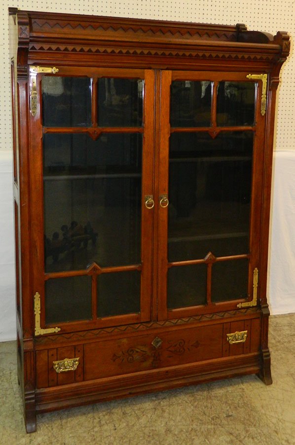 Walnut Victorian East Lake book case. (1 of 5)