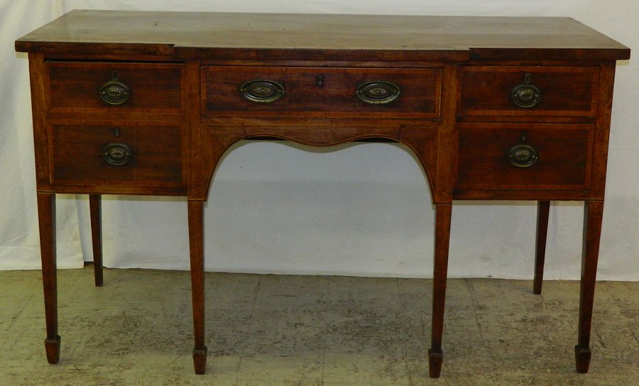 Period HW mahog.side board w/ cellarette drawer: Period Hepplewhite mahogany banded side board w/ cellarette drawer. 60" x 35" x 23".