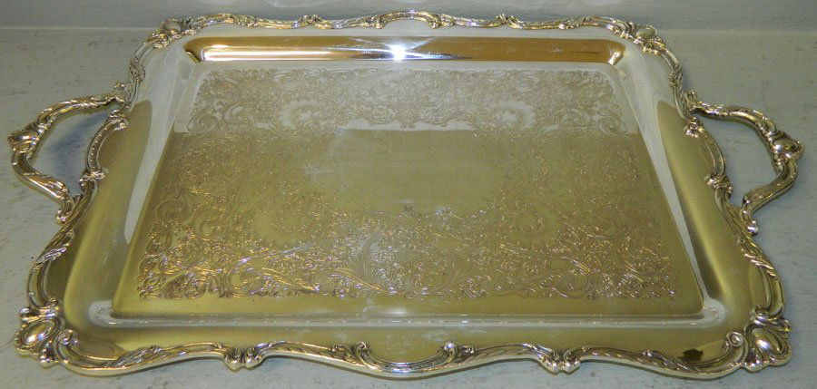 Engraved silver plate tray by Wilcox (1 of 3)