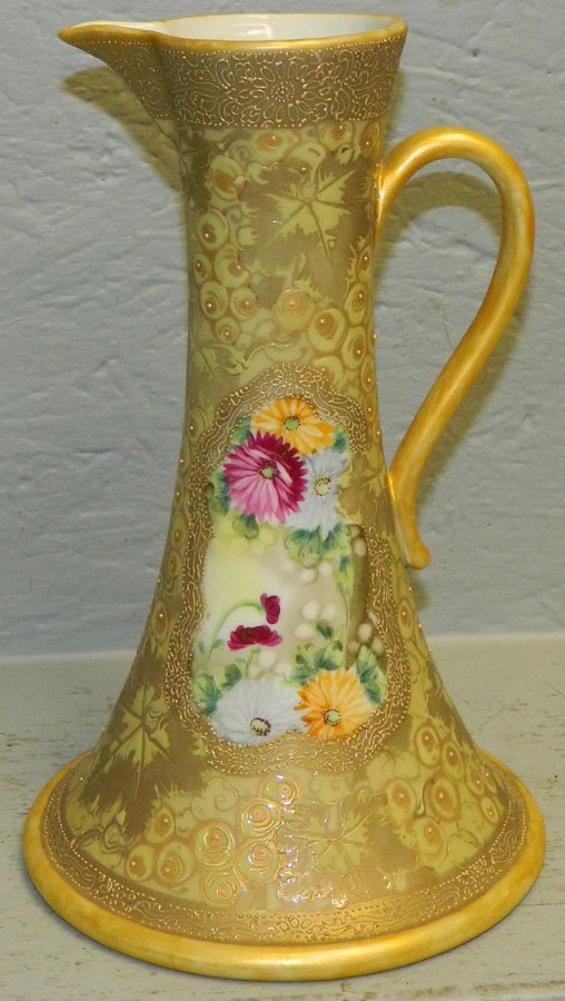 Signed Nippon ships base wine pitcher.: Signed Nippon ships base wine pitcher. 9 3/4" tall.