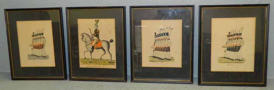 4 19th C. framed watercolors of French soldiers. (1 of 4)