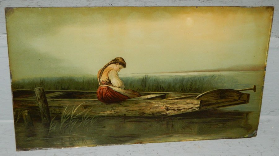 Antique reverse painting or print on glass (1 of 2)