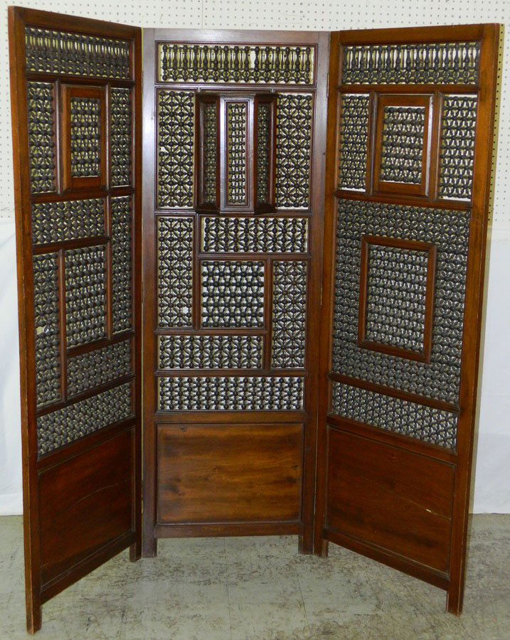 19th C. Chinese screen. 67 1/2" x 68". (1 of 2)