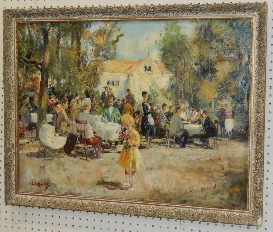 Franz Kleibergg (1921-1998) Oil on canvas: Franz Kleibergg (1921-1998) Oil on canvas - Impressionist outdoor scene. 26 x 34