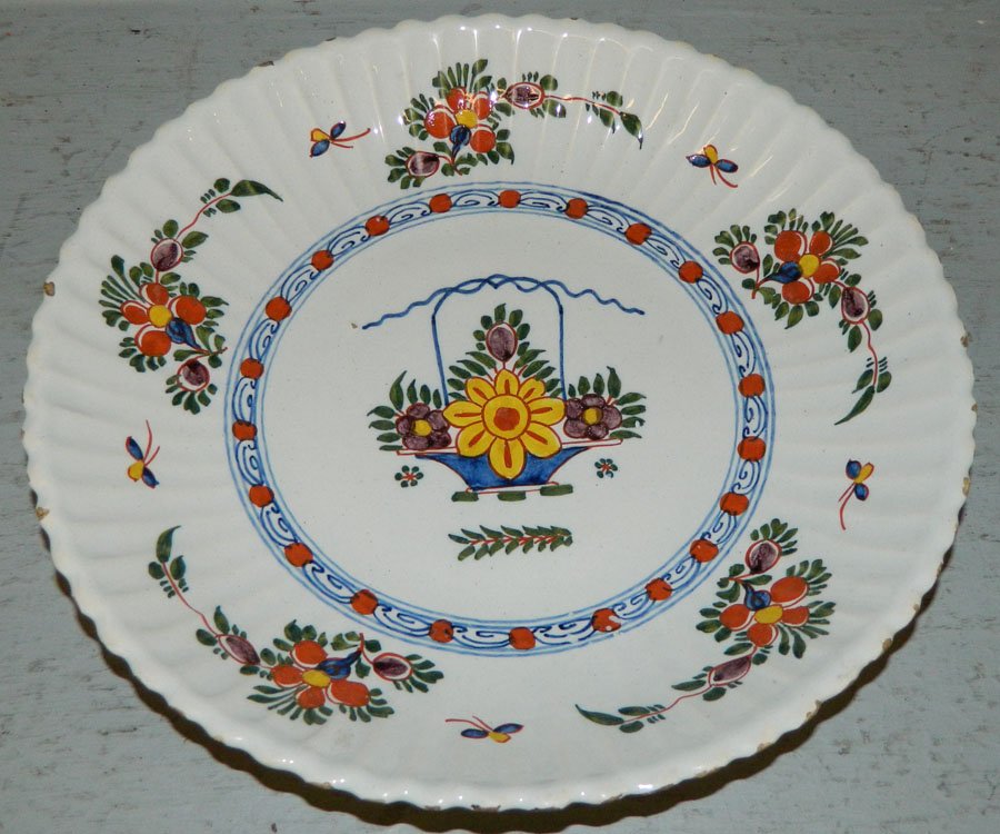 18th C. Dutch Polychrome Delft charger. 12" dia. (1 of 2)