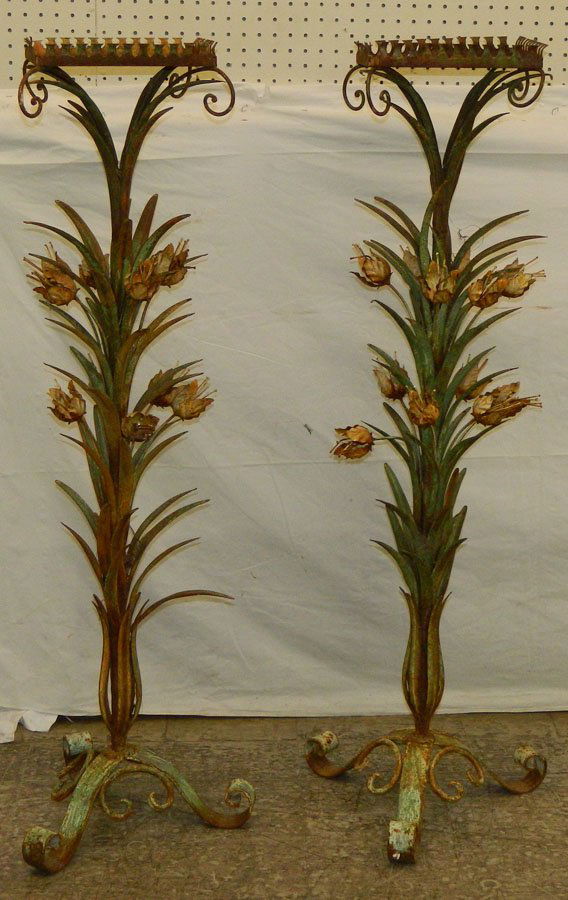 Pair Wrought metal flower group plant stands (1 of 3)