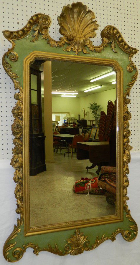 Beautiful shell carved gold leaf mirror. 32" x 55". (1 of 4)