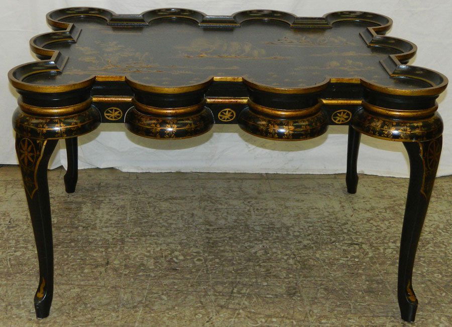 Black lacquered contemporary coffee table. (1 of 4)