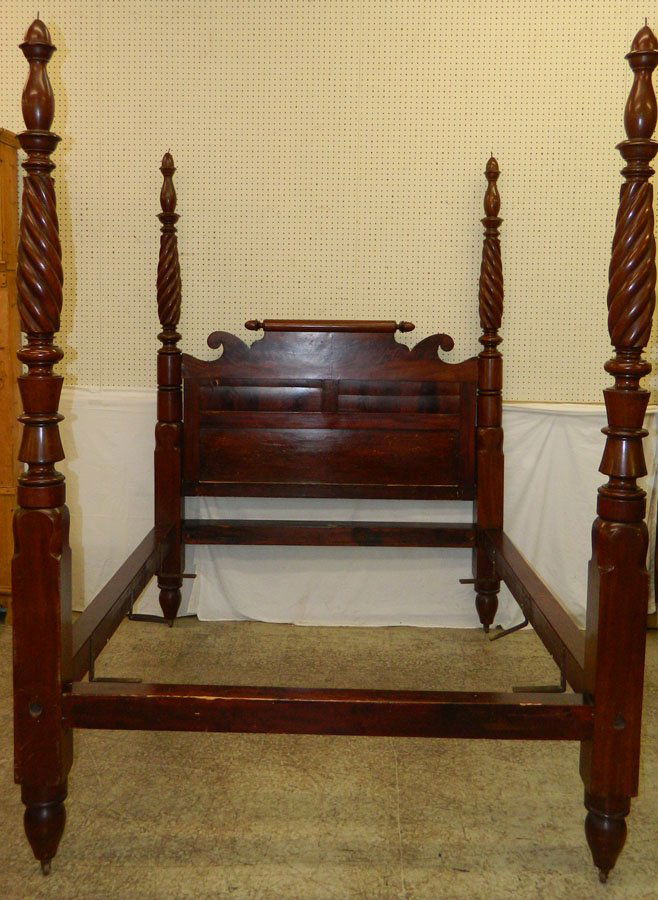 Empire 1820s four poster bed. 61 1/2" x 87".: Empire 1820s four poster bed. 61 1/2" x 87".