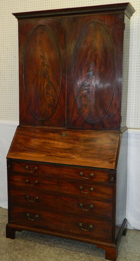 19th C. mahogany secretary w/ over panel doors (1 of 4)