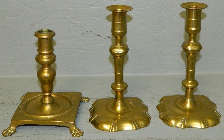 Pr 18th C. QA c/sticks; Georgian Chipp c/stick (1 of 2)