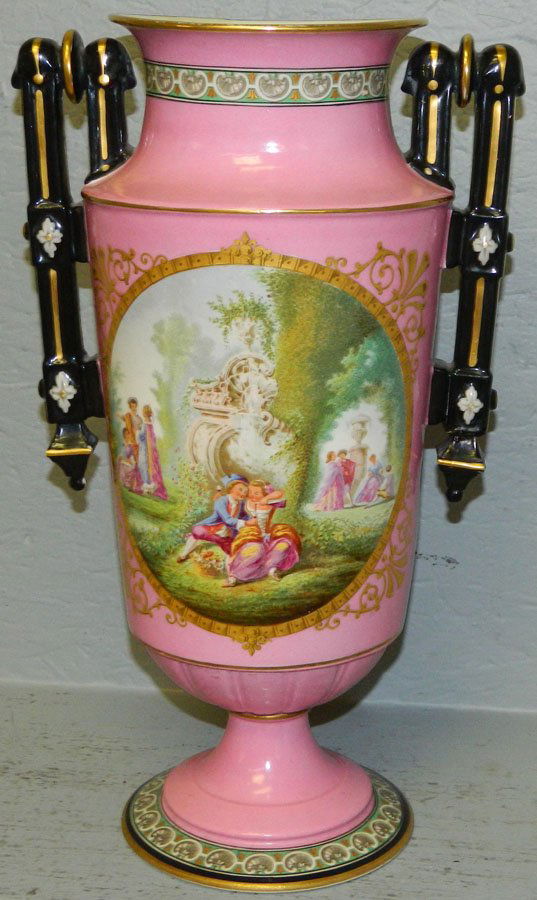 19th C. Old Paris hand painted vase. 15" tall. (1 of 4)