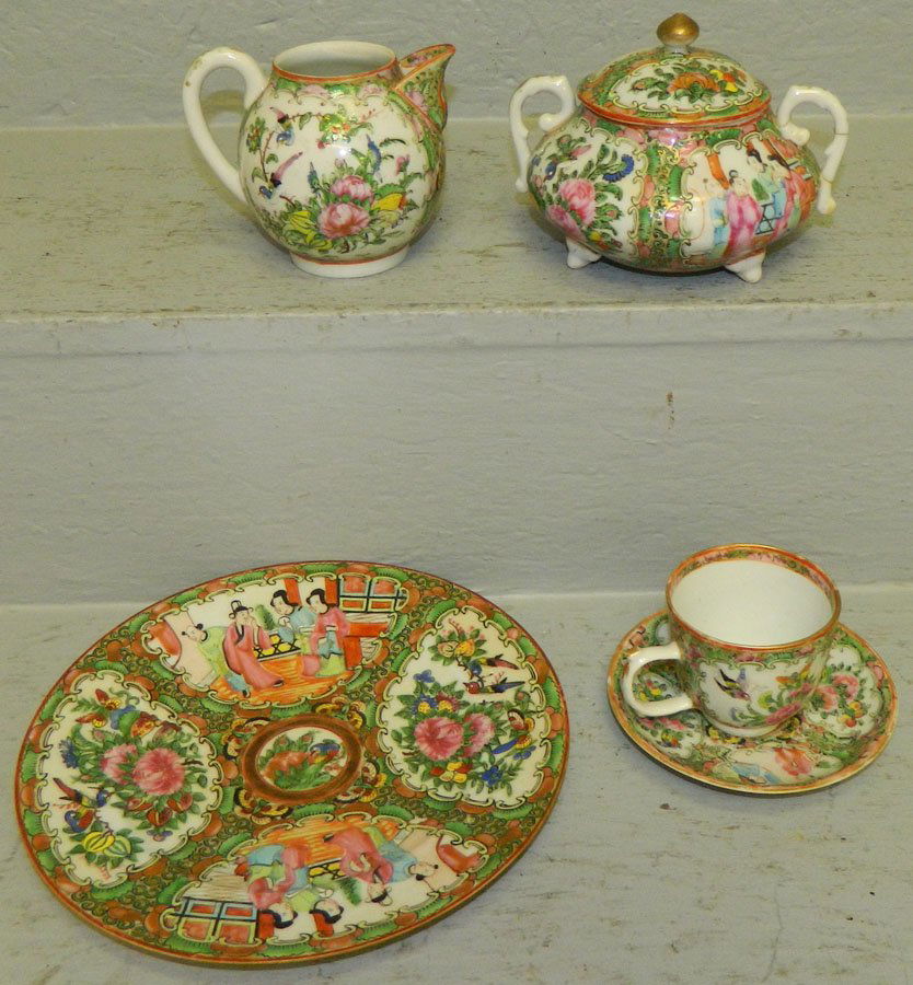 19th C. RM cream and sugar, cup, saucer & plate. (1 of 3)