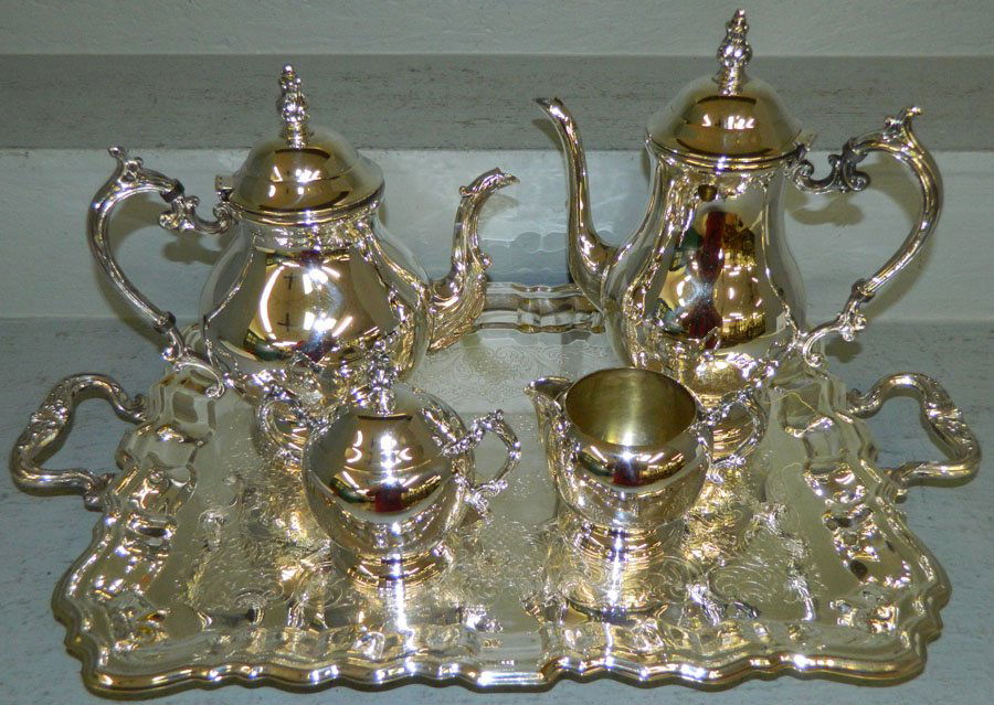 5 pc. Silver plated tea set w/tray (1 of 1)