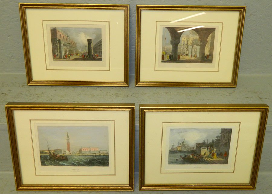 4 19th c. colored Venetian scene engravings. (1 of 5)
