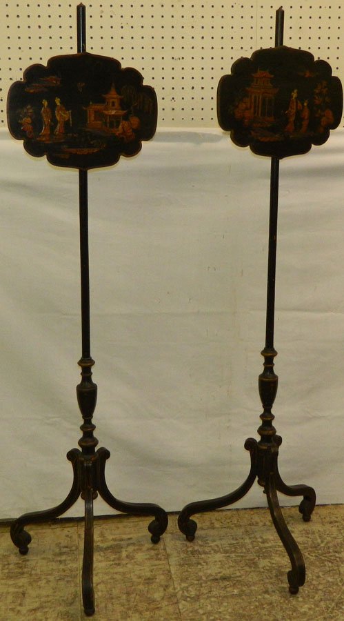 Pair of Chinese Chinoiserie fire screen. 54" tall. (1 of 4)