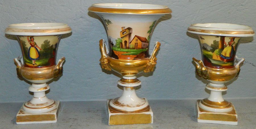 3 pc Old Paris garniture set. (1 of 3)