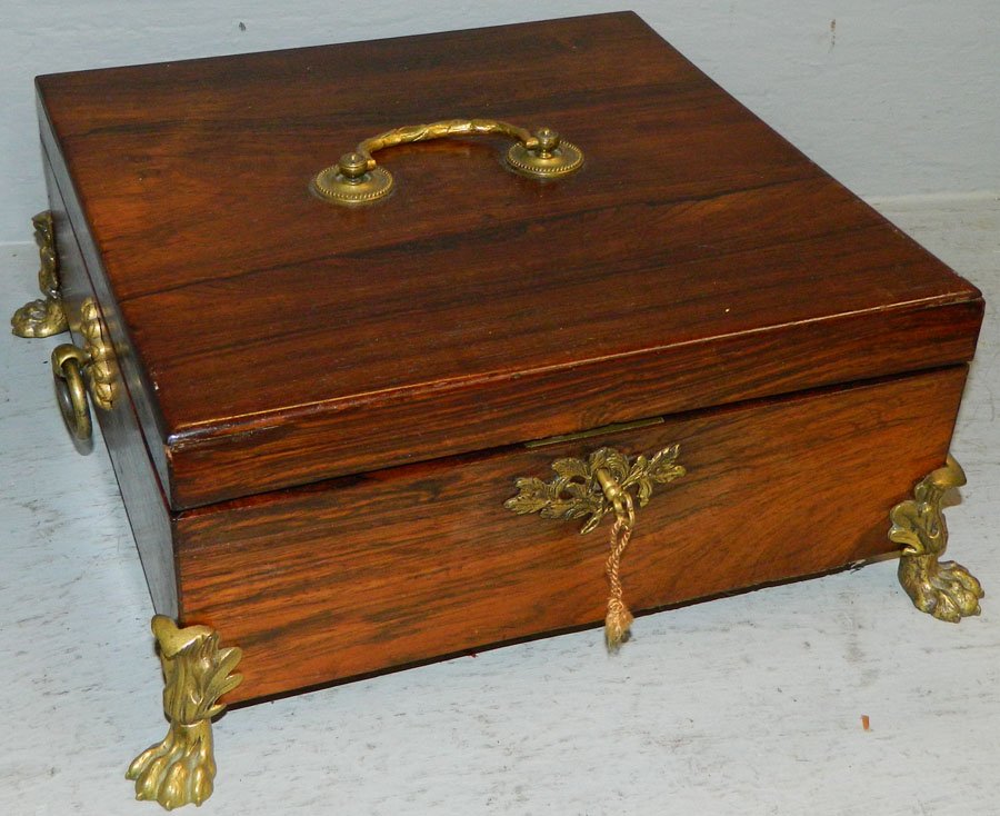 Rosewood Regency dresser box w/ orm. claw feet. (1 of 2)