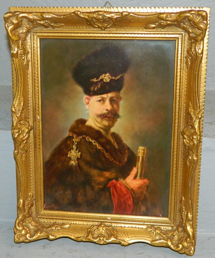 H & B HP Bavarian porc plaque of Rembrandt: H & B hand painted Bavarian porcelain plaque of Rembrandt, signed. 10" x 12 1/2".