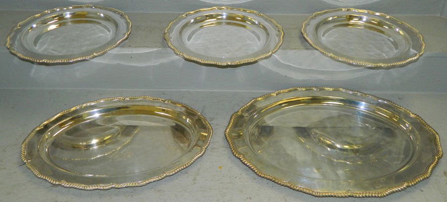 5 gadroon border silver-plate oval trays. (1 of 1)