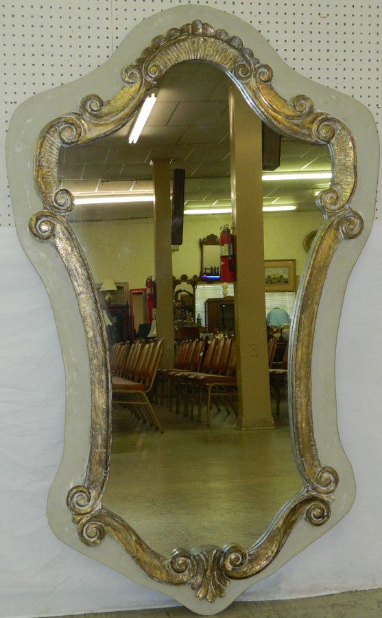 Large white painted trumeau mirror. (1 of 2)