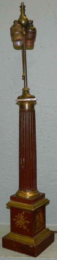 19th c. Tole painted lamp. 29 1/2" tall. (1 of 2)