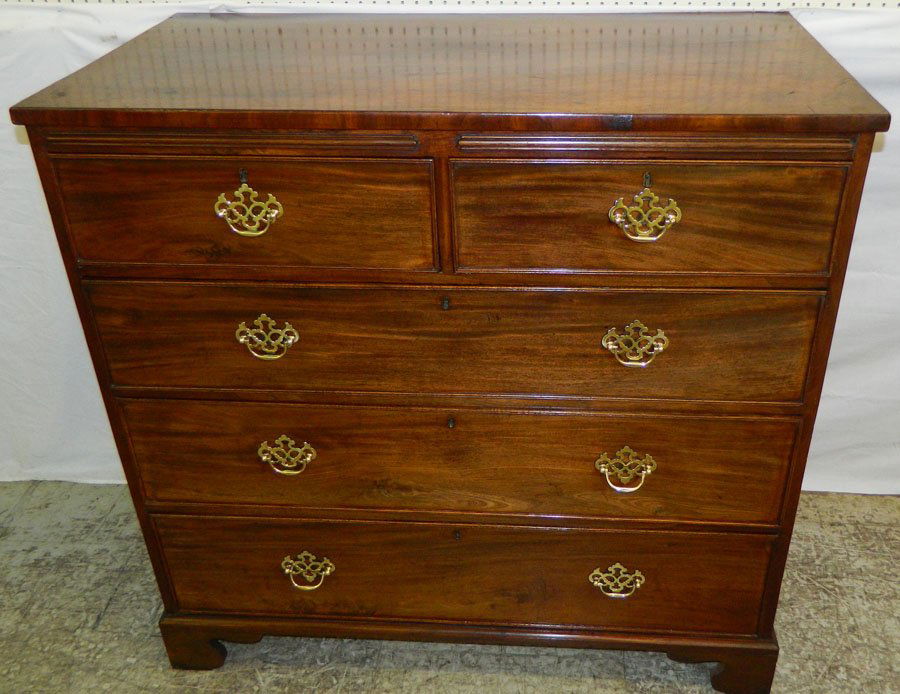 19th c.  2/3 mahogany English chest. (1 of 2)