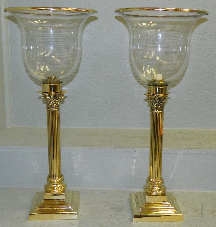 Pr Corinthian column cast brass candleholders (1 of 3)