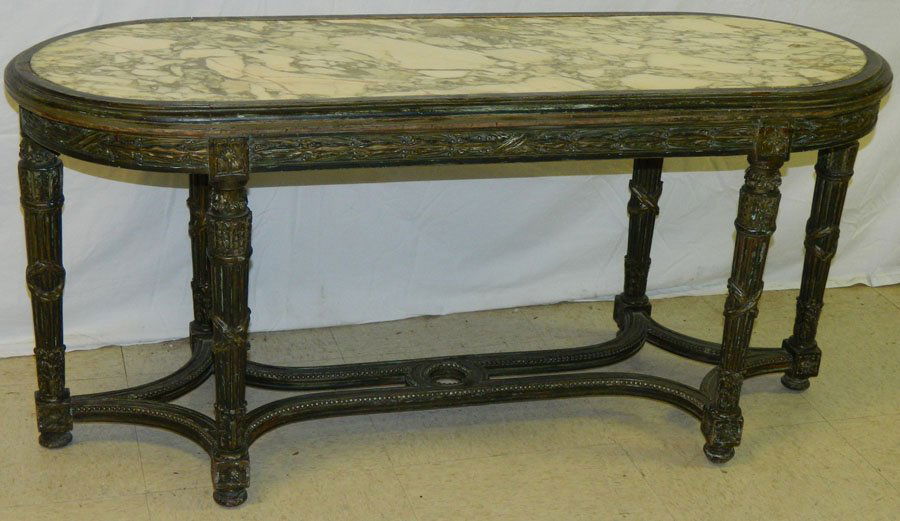 Louis XVI French marble top table. 20" x 42". (1 of 2)