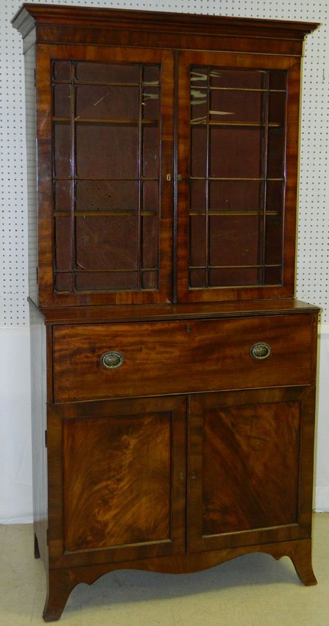 19th c. mah Reg butlers sec w/ bookcase top (1 of 4)