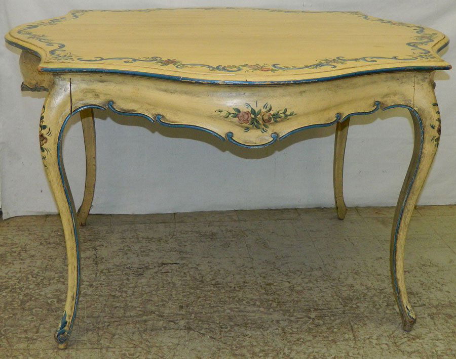 French turtle top  painted dec center table (1 of 2)