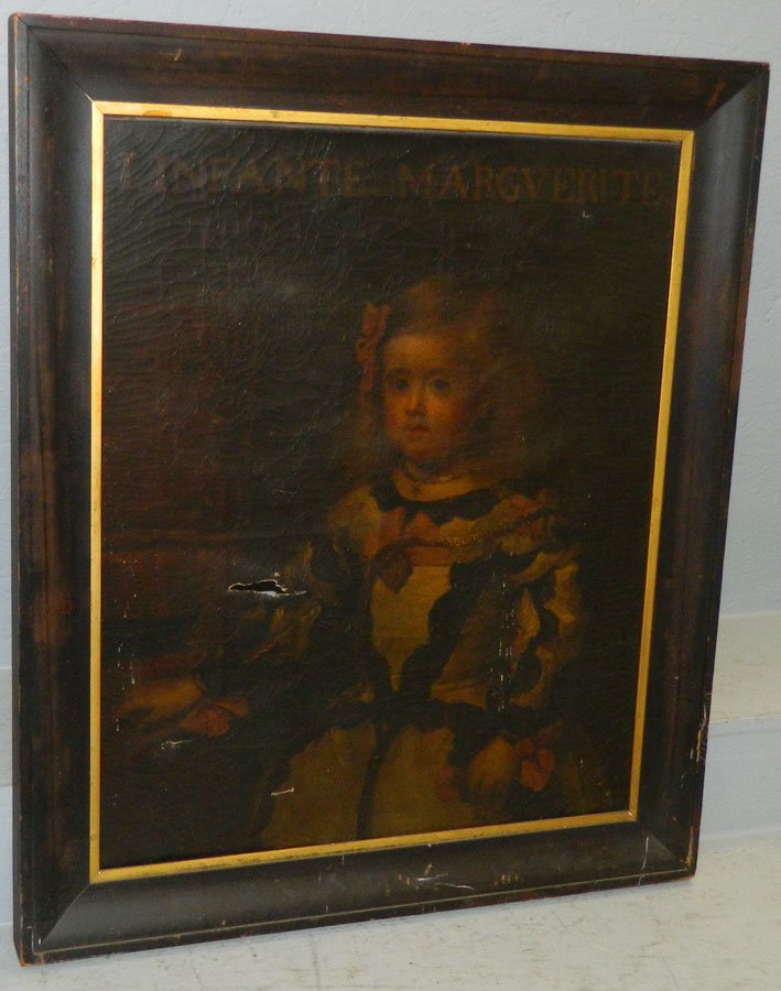 19th c. primitive Oil on canvas of child. (1 of 5)