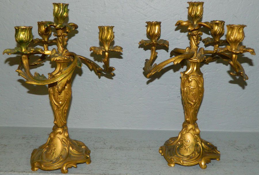 Pair of French Bronze 4 light candelabras. (1 of 1)
