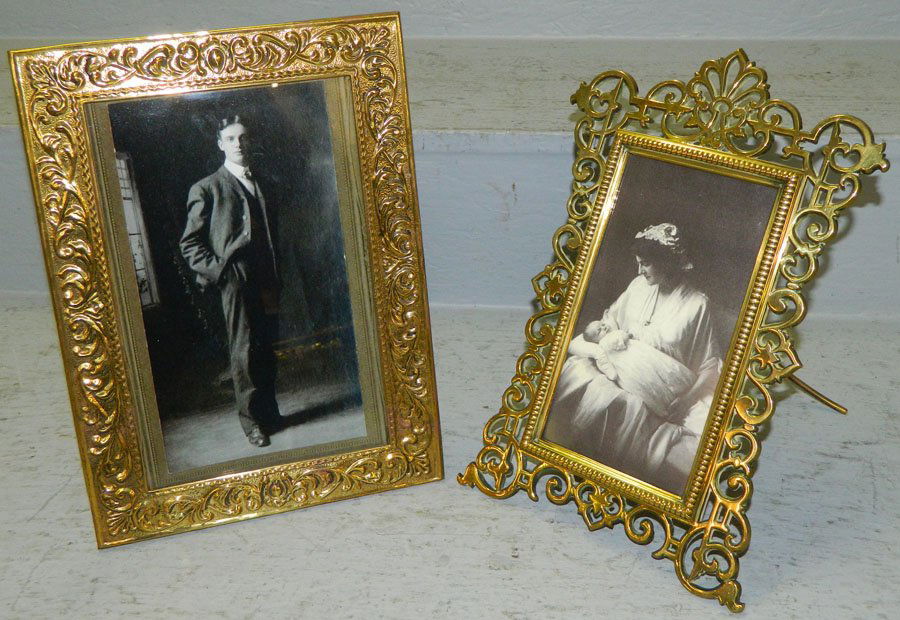 2 brass Victorian picture frames. 11 1/4" tall. (1 of 1)