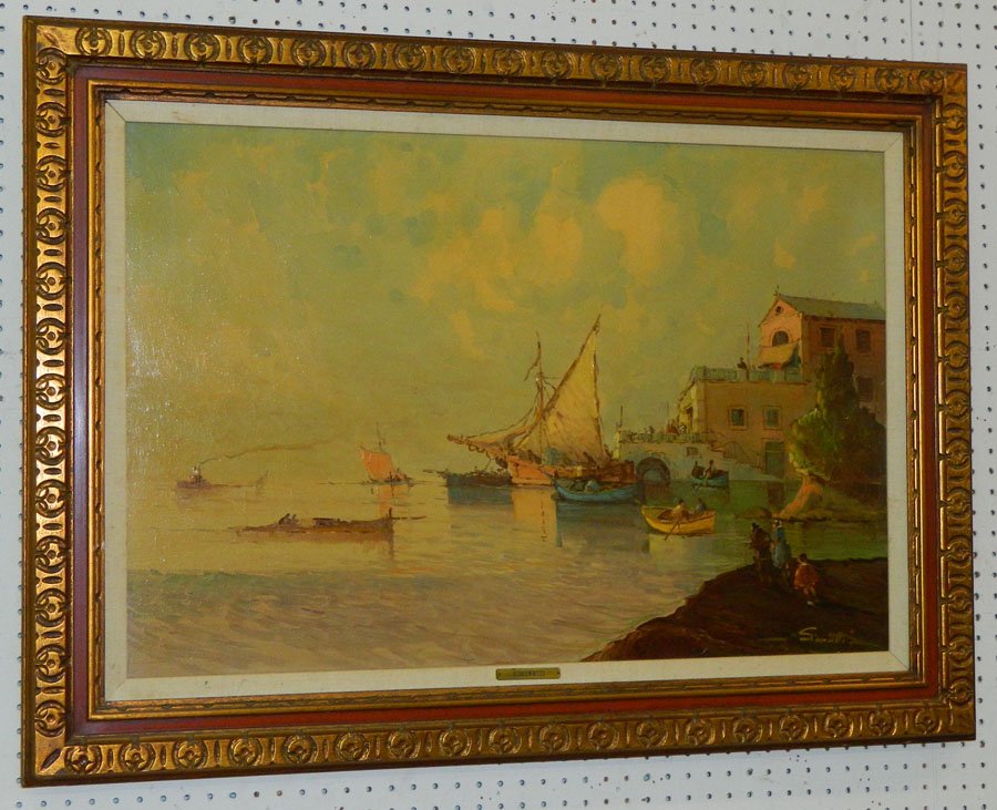OOC harbor scene.Signed "Simonetti" (1 of 5)